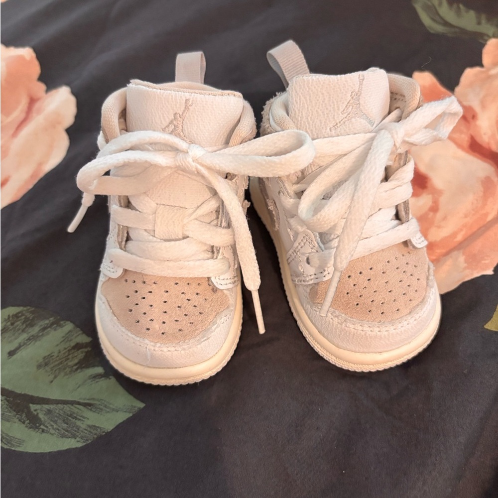 Nike White and Cream High-Top Sneakers with Perforated Design